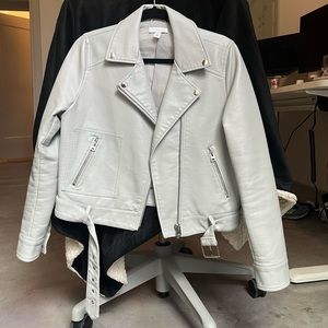 Topshop faux leather gray biker jacket size 8